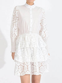 Full Size Lace Layered Long Sleeve Dress Plus Size - Store 42