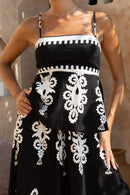 Printed Square Neck Cami and Wide Leg Pants Set