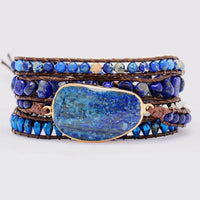 Handcrafted 32.3-35.4 Inch Alloy Braided Bracelet with Lapis Lazuli & Synthetic Crystals - Store 42
