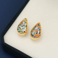 18K Gold-Plated Zircon Teardrop Earring Gold Multi One Size