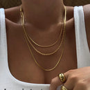 18K Gold-Plated Titanium Steel Three-Layered Necklace Gold One Size