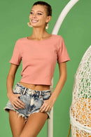 BiBi Rib Knit with Back Cross and Tied Detailed Top - Store 42
