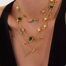 18K Gold-Plated Heart Necklace with Glass Stone