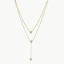Stainless Steel Zircon Double-Layered Necklace Gold One Size