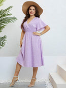 Honey Plus Size Printed Smocked Waist Surplice Dress - Store 42