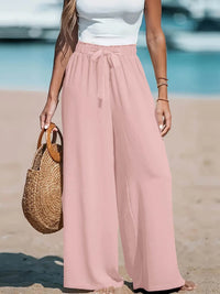 Full Size Drawstring Waist Wide Leg Pants Plus Size - Store 42