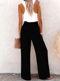 Full Size High-Waisted Textured Wide Leg Pants Plus Size - Store 42