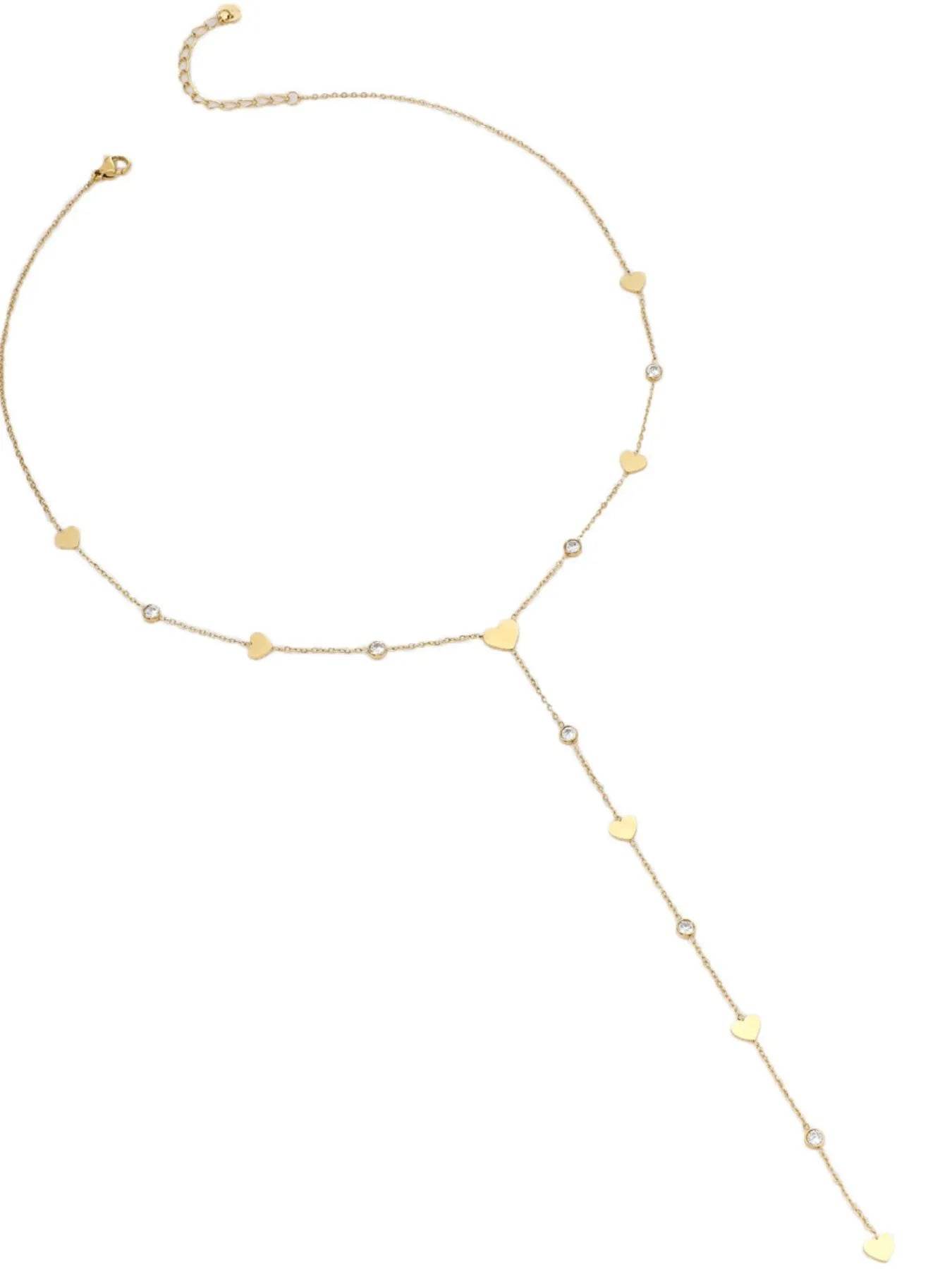 18K Gold-Plated Heart Necklace with Zircon Accent | Elegant Stainless Steel Jewelry - Store 42