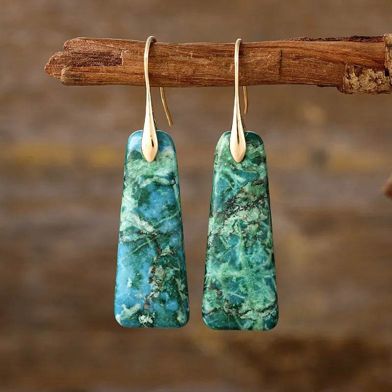 Elegant Copper Natural Stone Earrings - 1 Pair 18K Gold-Plated & Platinum-Plated Design - Store 42