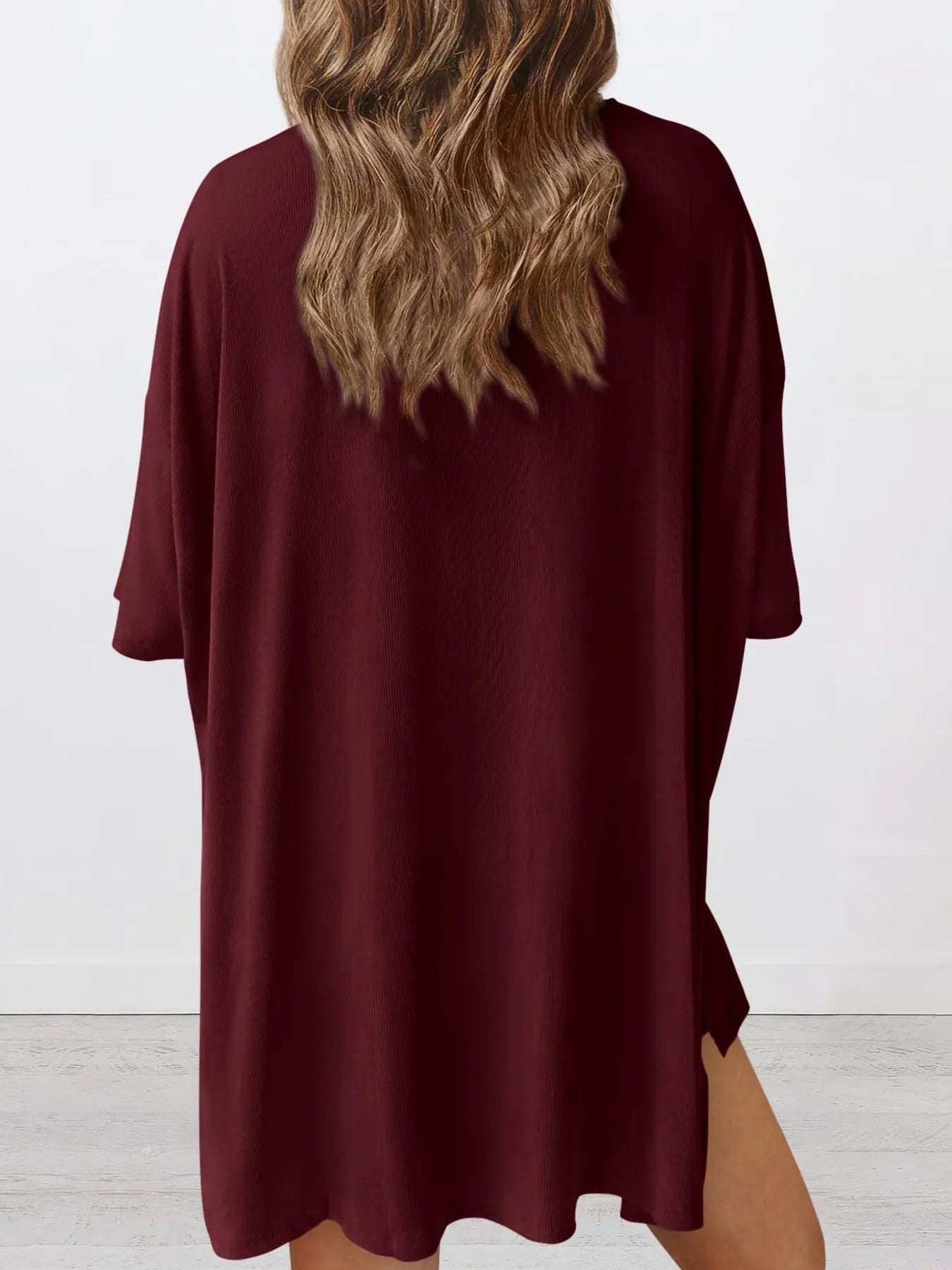 Full Size Oversized Round Neck Top and Shorts Set Plus Size