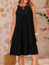 Ruffled Hem Lace Sleeveless Dress Black