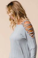 BiBi Jersey Knit One Shoulder Top with Criss Cross - Store 42