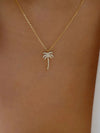 Zircon Palm Tree Pendant Necklace Gold One Size