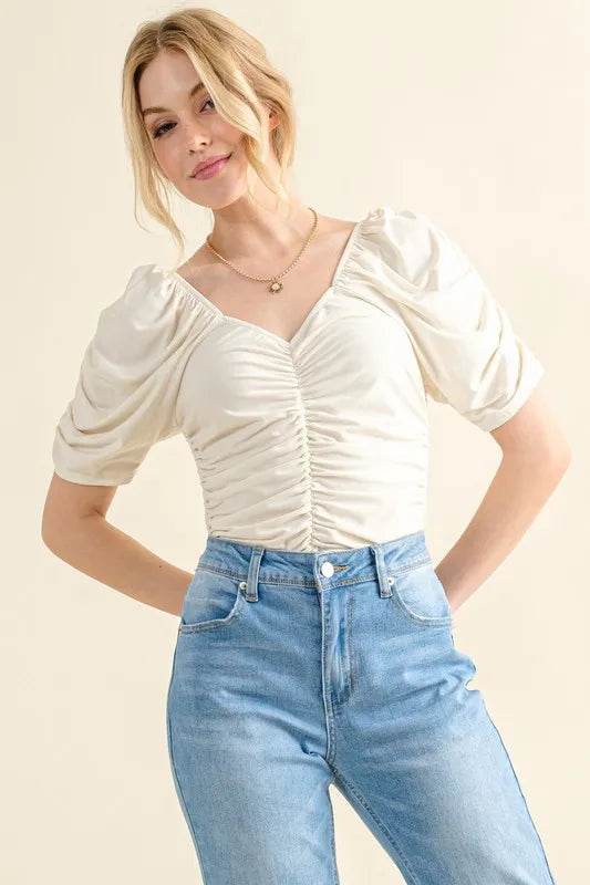 And The Why Buttery Soft Ruched Detailed Jersey Bodysuit - Store 42