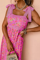 Floral Lace Wide Strap Square Neck Maxi Dress