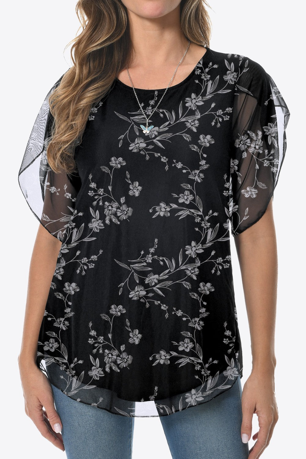 Black/Floral / M