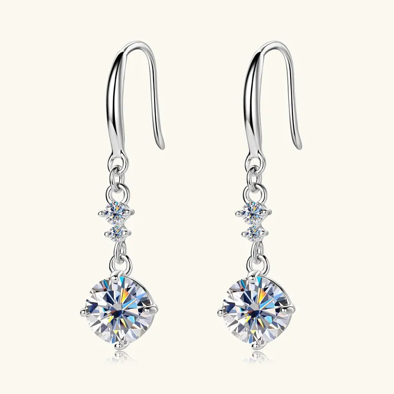 2 Carat Moissanite Earrings in 925 Sterling Silver with 18K Gold-Plating, Elegant Design