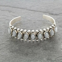 Artificial Turquoise Alloy Open Bracelet Light Gray One Size