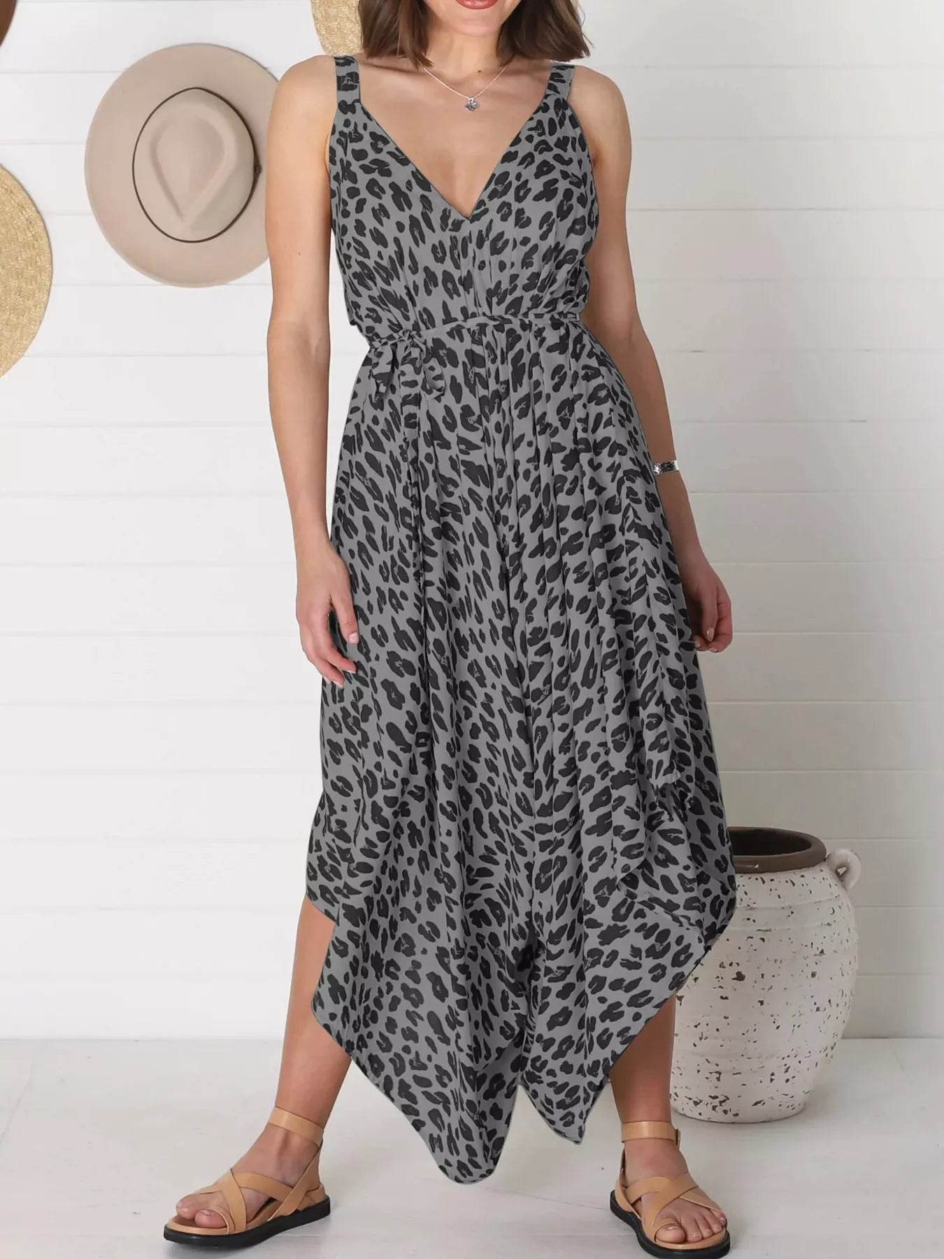 Full Size Leopard Print V-Neck Wide Leg Jumpsuit Plus Size - Store 42