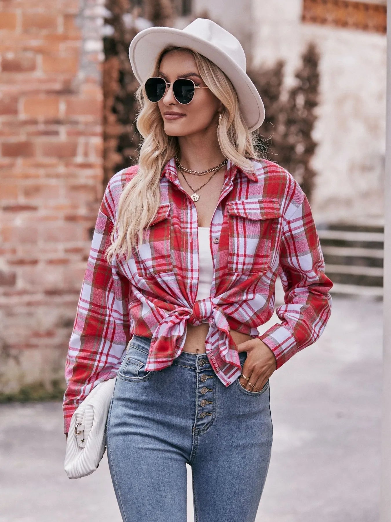 Plaid Button-Down Long Sleeve Shirt