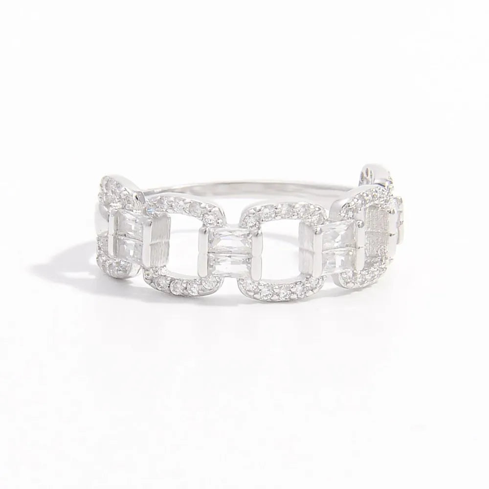 925 Sterling Silver Zircon Cutout Ring for Elegant Style - Perfect Fashion Accessory