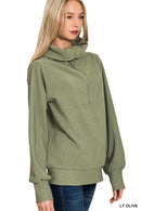 Zenana Ribbed High Neck Half Zip Pullover & Pants Set