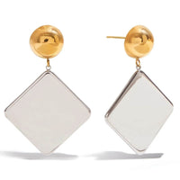 Elegant 18K Gold-Plated Square Shape Drop Earrings for Modern Women - Minimalist Geometric Design - Store 42