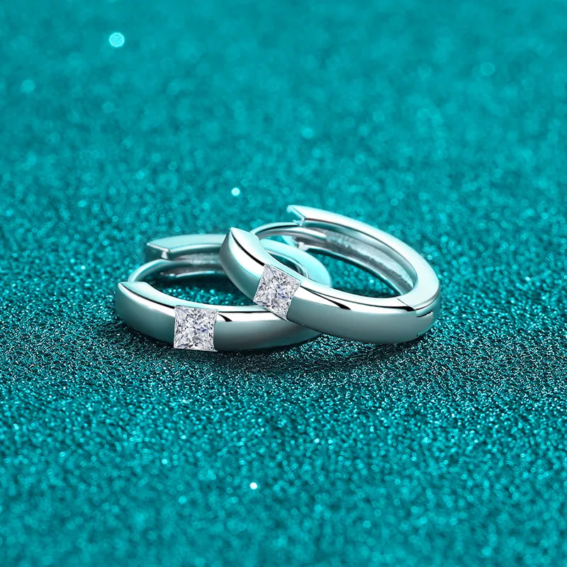 925 Sterling Silver Moissanite Huggie Earrings - 0.6 Carat, Lightweight, Elegant Design