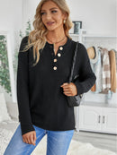 Button Detail Long Sleeve Knit Top