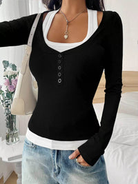 Scoop Neck Long Sleeve T-Shirt - Slightly Stretchy, 95% Polyester for Comfort, Easy Care - Store 42