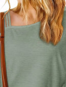 Trendsi Asymmetrical Neck Half Sleeve T-Shirt - Slightly Stretchy, 95% Polyester, 5% Spandex - Store 42