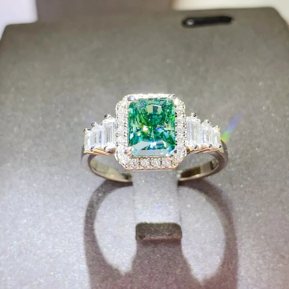 2 Carat Moissanite Engagement Ring in 925 Sterling Silver - Elegant Platinum-Plated Design