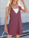 V-Neck Wide Strap Overalls Dress Deep Purple