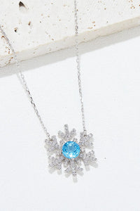 925 Sterling Silver Topaz Snowflake Shape Necklace Silver One Size