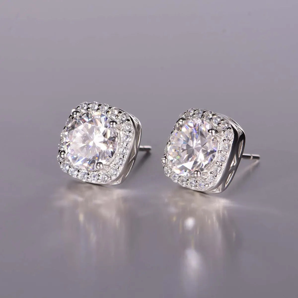 Elegant 2.4 Carat Moissanite Stud Earrings in Platinum-Plated Sterling Silver with Certificate