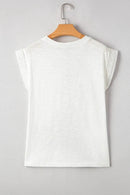 Lace Patchwork Cap Sleeve T-Shirt with Round Neck - Soft Polyester Cotton Blend - Store 42