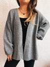 Open Front Long Sleeve Cardigan Grey One Size