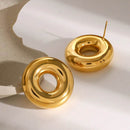 Elegant 18K Gold-Plated Stainless Steel Cutout Round Earrings – Lightweight & Stylish - Store 42