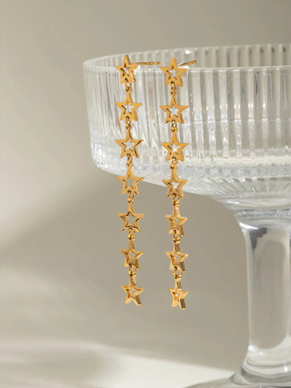 18K Gold-Plated Stainless Steel Cutout Star Earrings - Stylish, Durable, and Lightweight