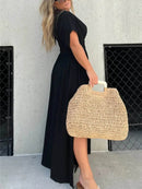 Full Size Deep V-Neck Maxi Dress with Side Slit Plus Size - Store 42