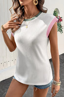 Contrast Trim Ribbed Knit Sleeveless Top