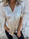 Full Size Collared Neck Short Sleeve Shirt Plus Size - Store 42