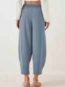 Full Size Drawstring Wide Leg Cropped Pants Plus Size - Store 42