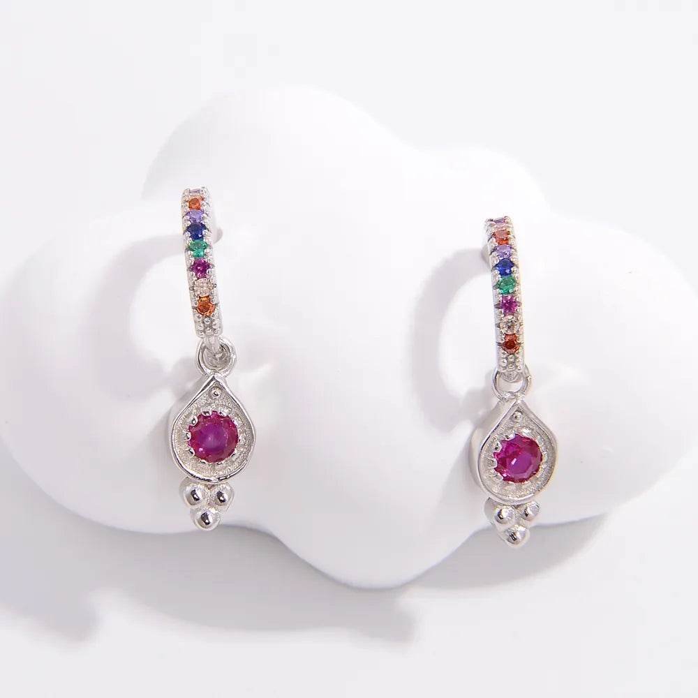 925 Sterling Silver Inlaid Zircon Earrings - Elegant Platinum-Plated Design for Timeless Beauty