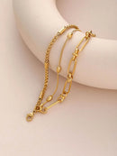 18K Gold-Plated Layered Chain Necklace and Bracelet Jewelry Set - Store 42