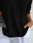 Full Size Relaxed Fit Ribbed Hem Sweater Plus Size