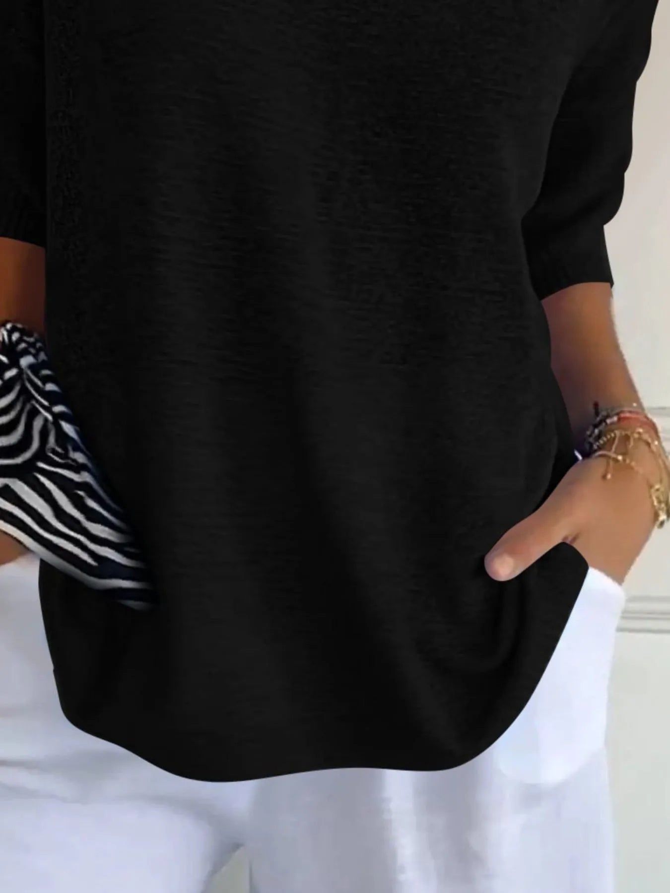 Full Size Relaxed Fit Ribbed Hem Sweater Plus Size