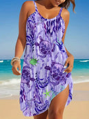 Full Size Printed Scoop Neck Mini Cami Dress Plus Size - Store 42