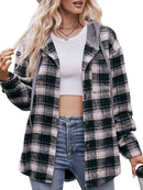 Oversized Plaid Button Up Shacket Black
