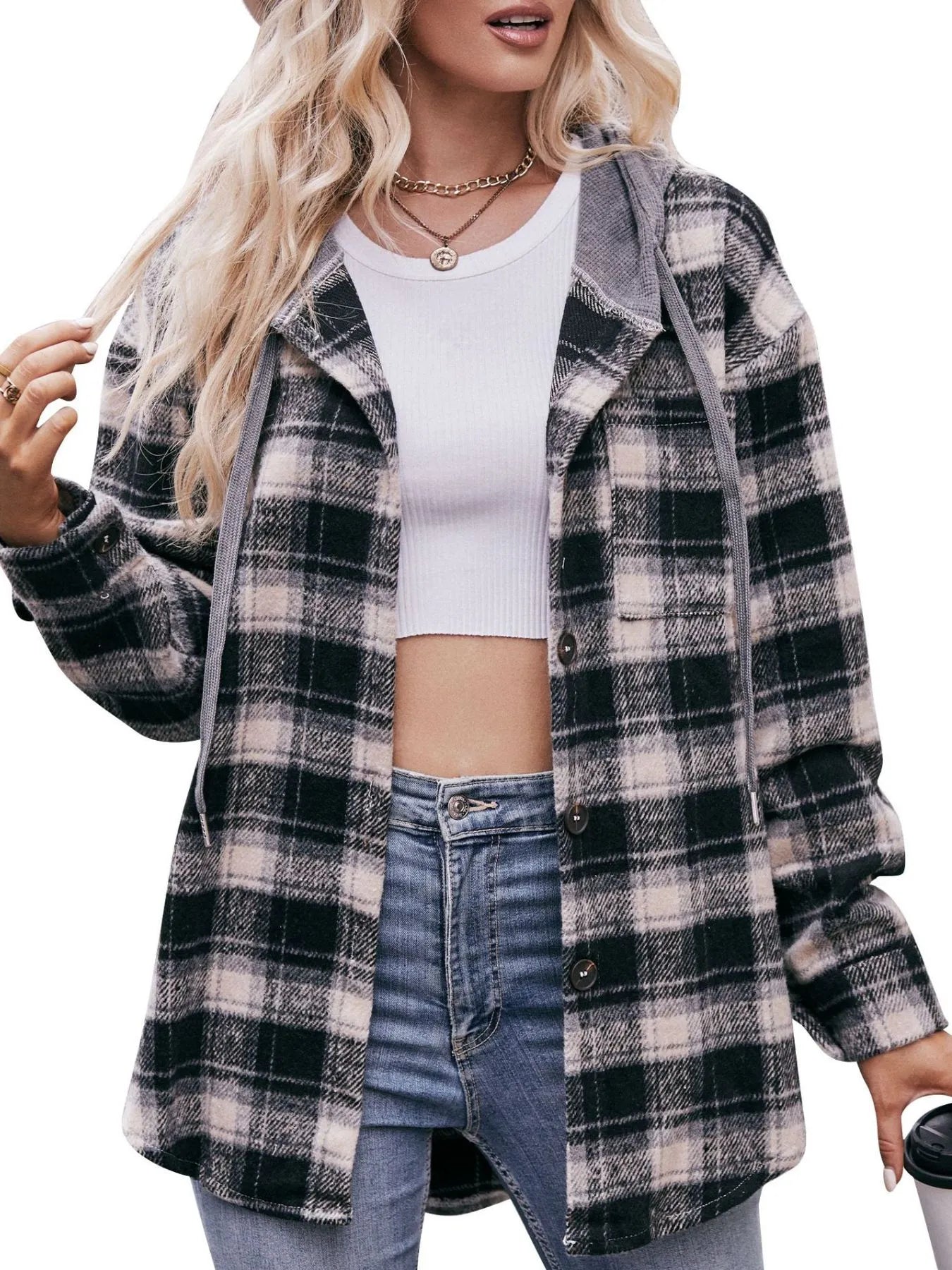 Oversized Plaid Button Up Shacket